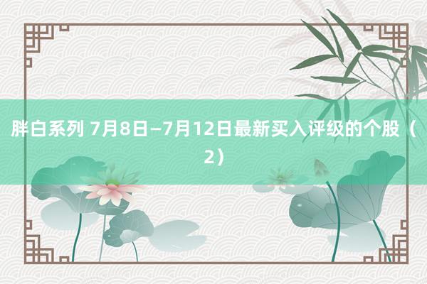 胖白系列 7月8日—7月12日最新买入评级的个股（2）