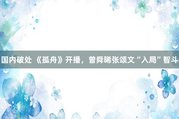 国内破处 《孤舟》开播，曾舜晞张颂文“入局”智斗