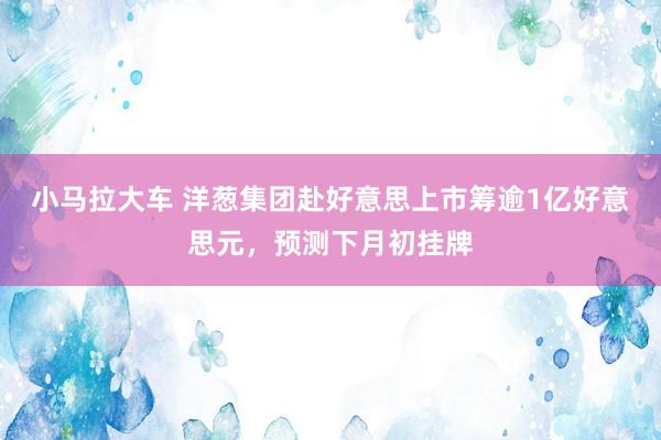 小马拉大车 洋葱集团赴好意思上市筹逾1亿好意思元，预测下月初挂牌