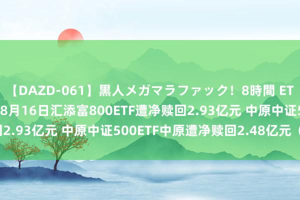 【DAZD-061】黒人メガマラファック！8時間 ETF资金流向：8月12日-8月16日汇添富800ETF遭净赎回2.93亿元 中原中证500ETF中原遭净赎回2.48亿元（附图）