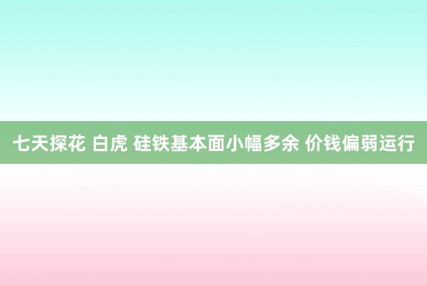 七天探花 白虎 硅铁基本面小幅多余 价钱偏弱运行