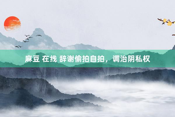 麻豆 在线 辞谢偷拍自拍，调治阴私权
